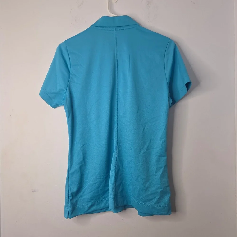 Nike Golf Womens Dri-FIT Polo Shirt Medium Cyan Blue Short Sleeve Button Up Top
